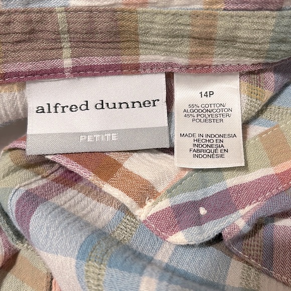 Alfred Dunner Plaid Antique Button 3/4 Long Sleeve Size 14 Petite - Picture 8 of 9